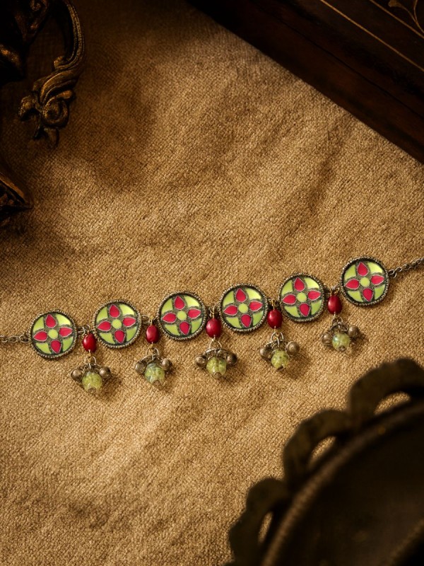 FOLK BLOOM - OXIDISED FLORAL ENAMELEED CHOKER