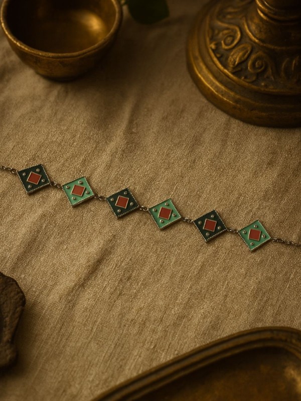 POP GEMS- GEOMETRIC ENAMELLED OXIDISED CHOKER