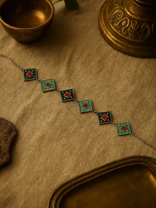 POP GEMS- GEOMETRIC ENAMELLED OXIDISED CHOKER