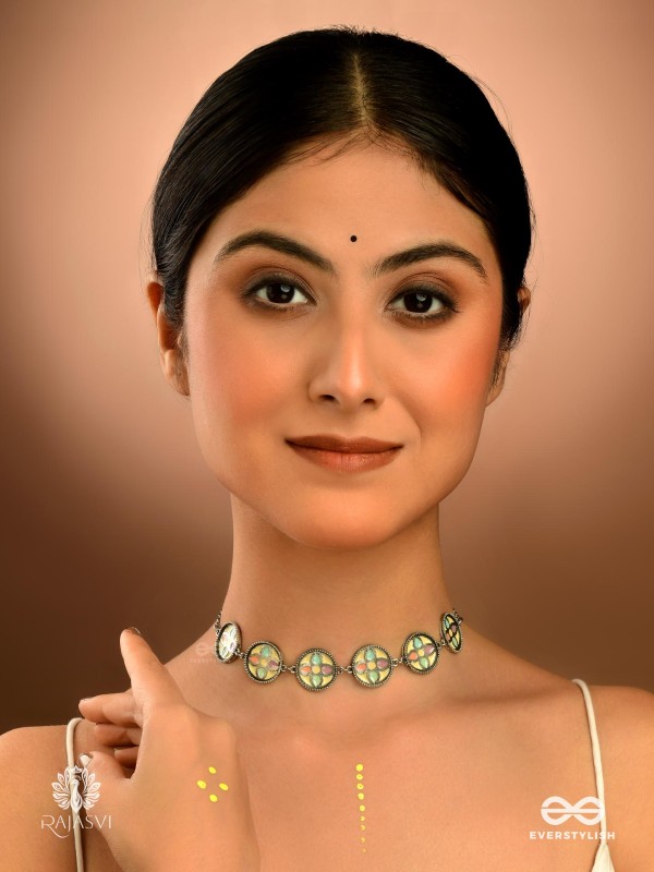 DREAM PETALS - PASTEL ENAMELLED OXIDISED CHOKER