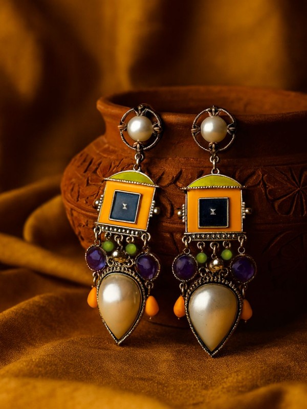 SUNBURST DROP - TEARDROP ENAMELLED EARRING