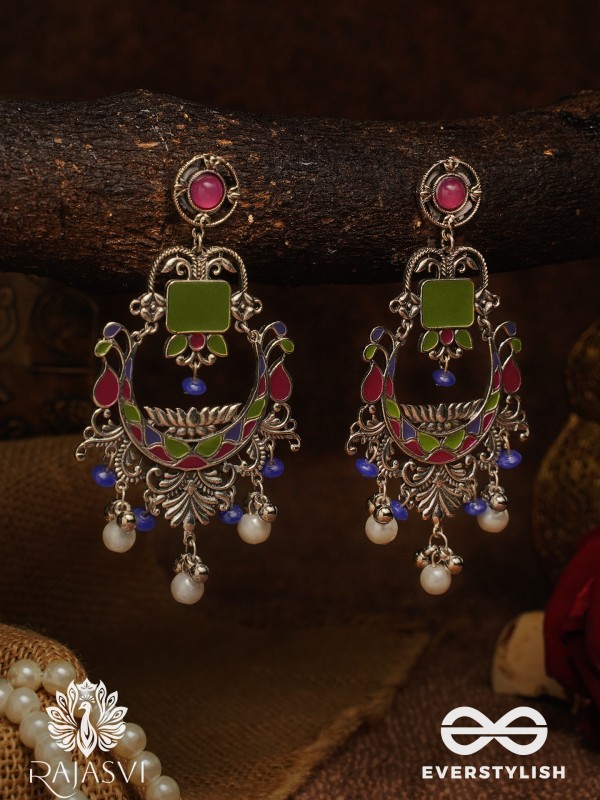 ROYAL CHAAND - STATEMENT ENAMELLED OXIDISED EARRING