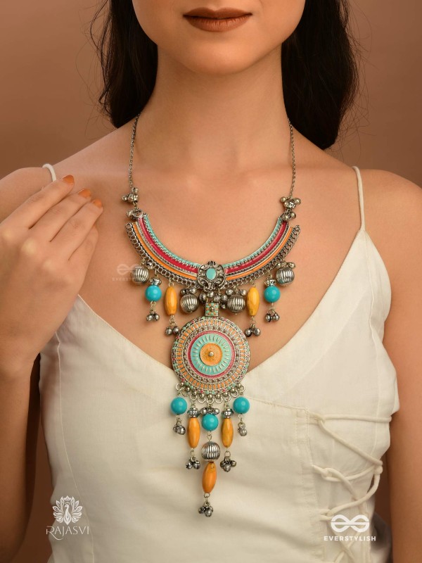 SUNBURST DREAM - ENAMELLED TRIBAL NECKLACE