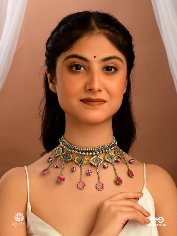 SUNSET FEST - ENAMELLED ANTIQUE NECKLACE