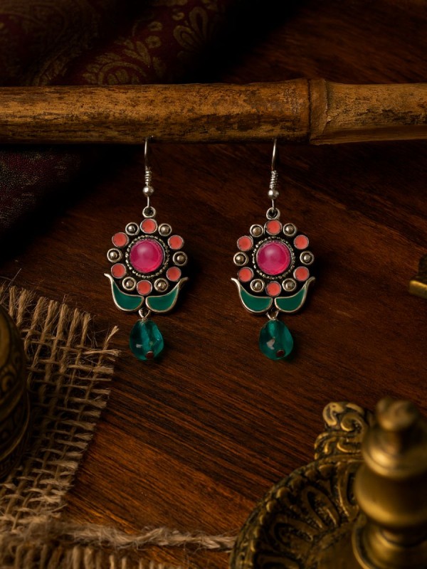 BLOOM BURST – RED ENAMEL FLOWER EARRING