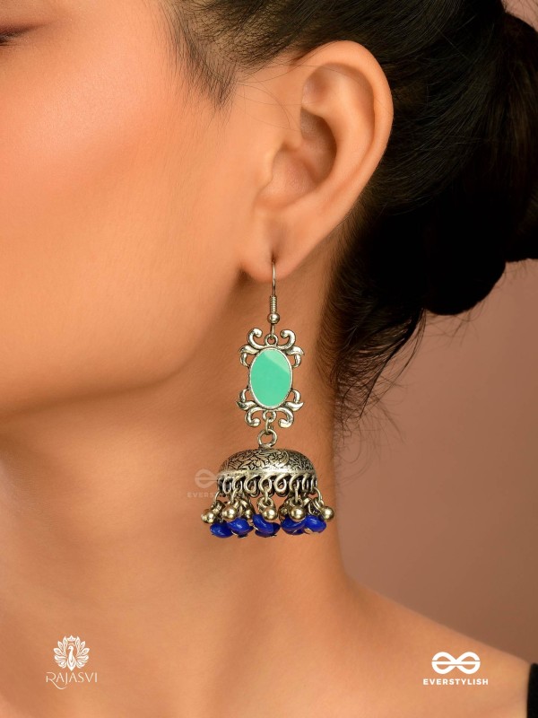 INDIGO DRIZZLE - STATEMENT DOME EARRING