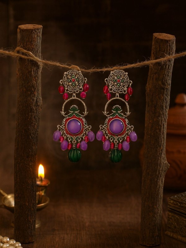 MANDALA BLOOM - ARTISTIC FOLK OXIDISED EARRING