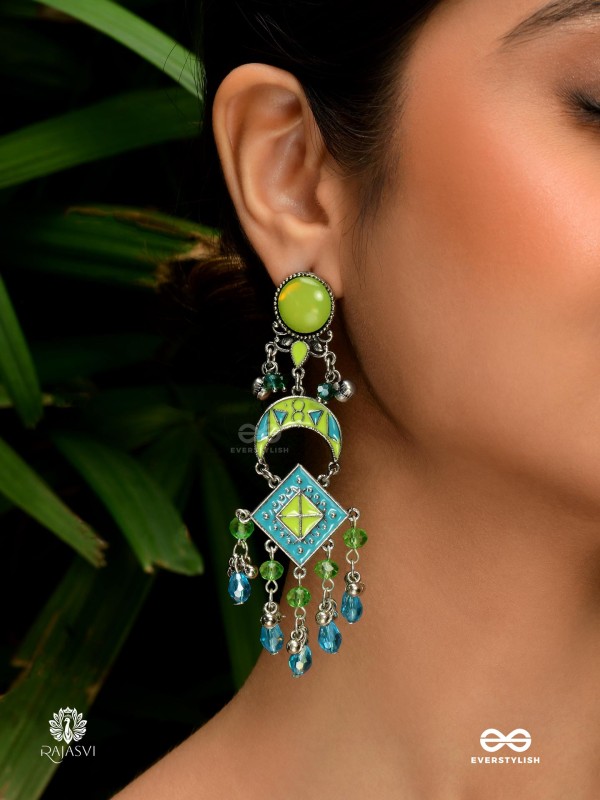 MINT MEADOW- ENAMELLED OXIDISED EARRING 