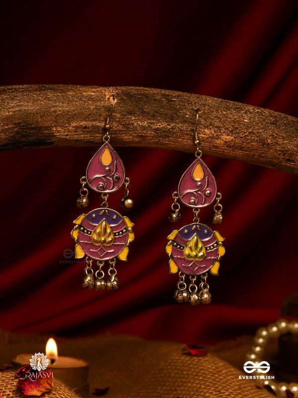 TEMPLE TUNES – OXIDISED ENAMELLED EARRINGS WITH SACRED DROPS
