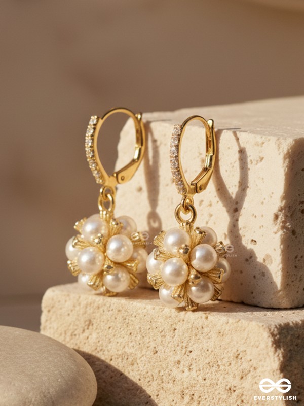 PEARL PUFF – TRENDY CLUSTER  PEARL DROPS STUDS