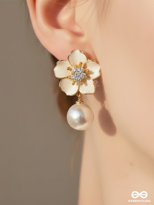 ROYAL PETAL –WHITE  FLORAL AND PEARL DROPS WITH MODERN MYSTIQUE