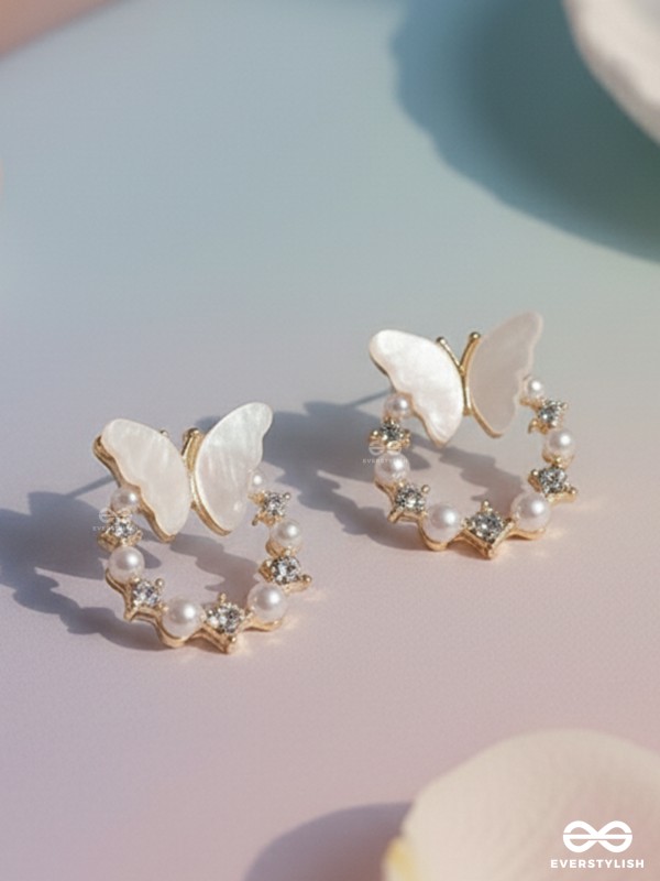 WINGED WHIMSY – DELICATE BUTTERFLY HOOPS WITH SHIMMERING PEARLS