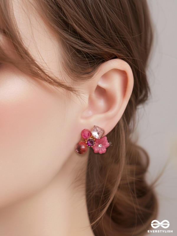 PETAL POP – CHARMING STUDS IN HOT PINK SHADES WITH FLOWER DETAILS