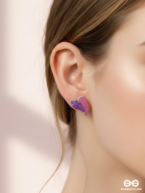 HONEY HEART – LILAC HEART STUDS WITH GOLD TOUCH