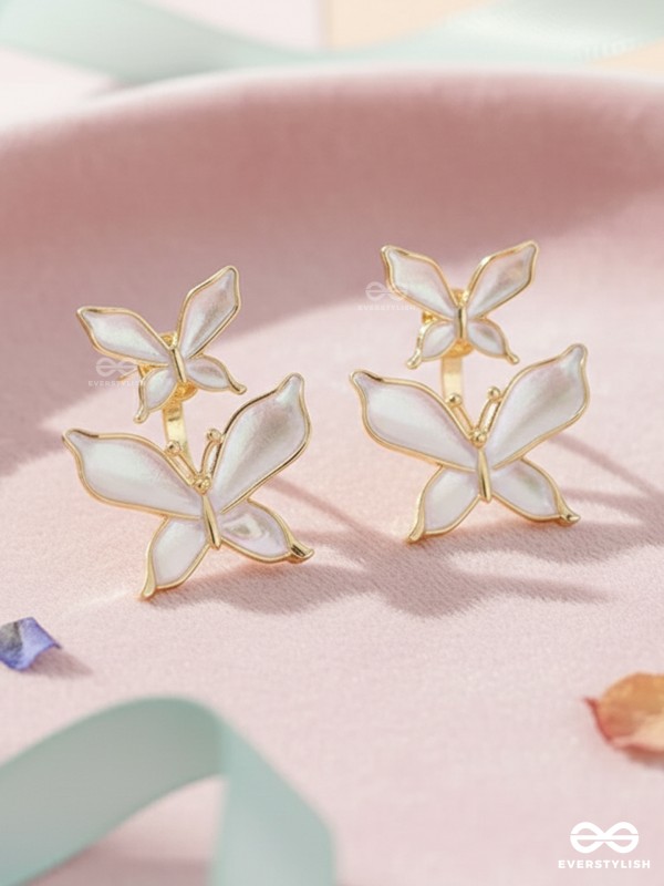 IVORY FLUTTER – PEARLY BUTTERFLY DROP EARRINGS