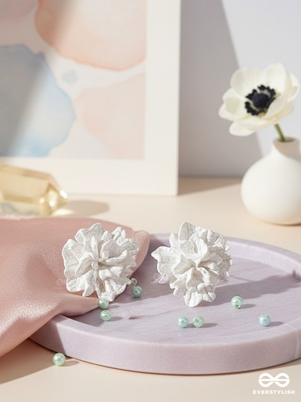 THE PETAL CLOUD – CARVED FLORAL STUD EARRINGS