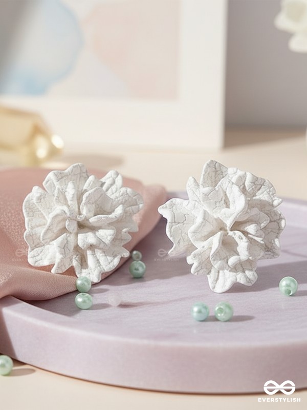 THE PETAL CLOUD – CARVED FLORAL STUD EARRINGS