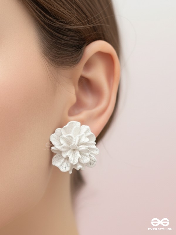 THE PETAL CLOUD – CARVED FLORAL STUD EARRINGS