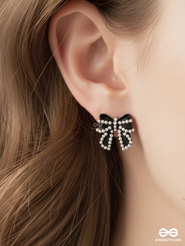 MIDNIGHT BOWLET – MINI BLACK BOW EARRINGS