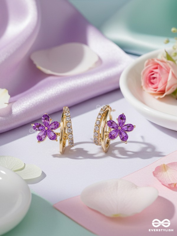 VIOLET TWINE – FLORAL & DROP STUD EARRING