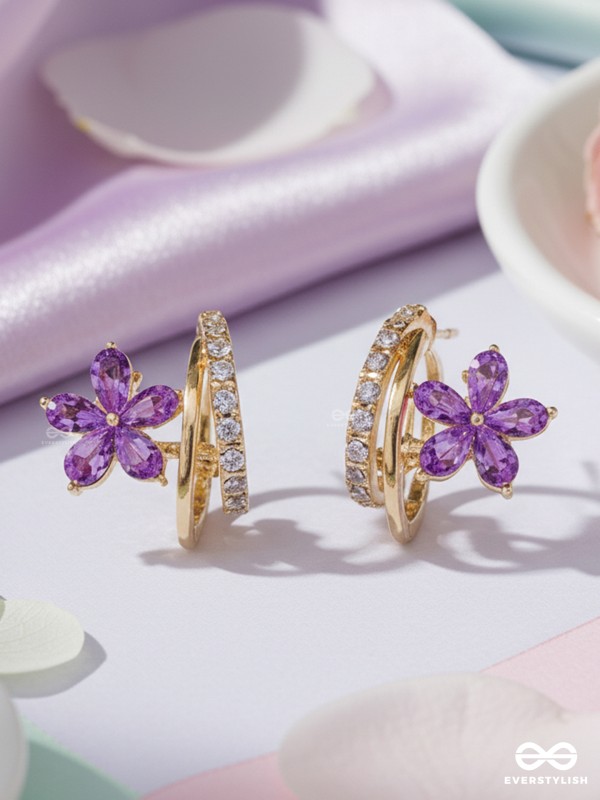 VIOLET TWINE – FLORAL & DROP STUD EARRING