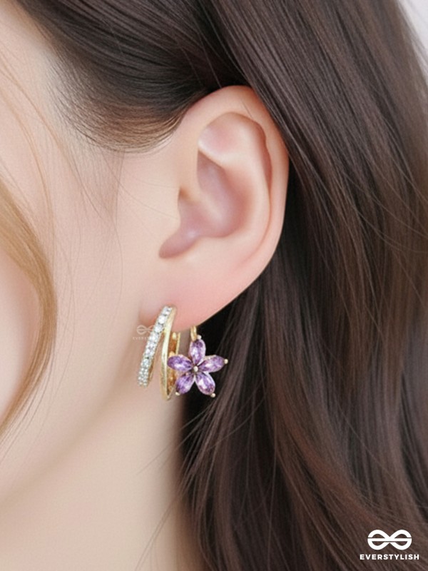 VIOLET TWINE – FLORAL & DROP STUD EARRING