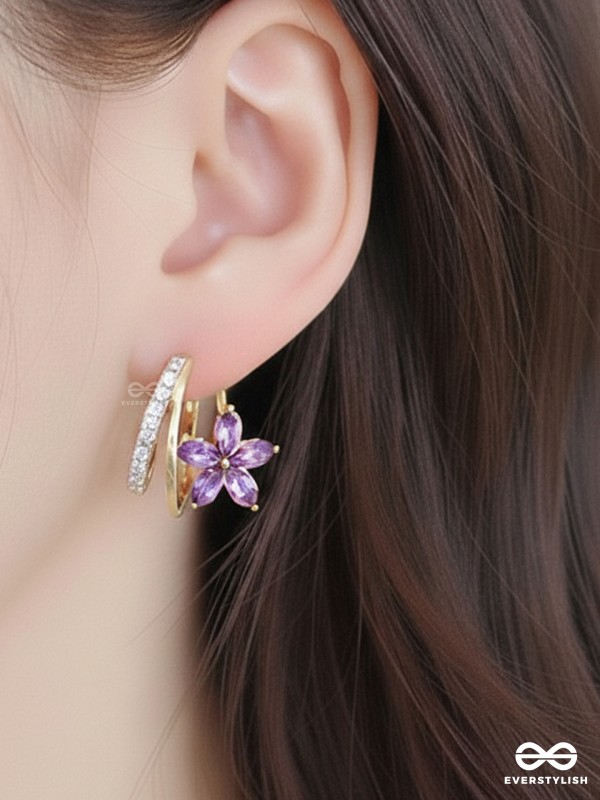 VIOLET TWINE – FLORAL & DROP STUD EARRING