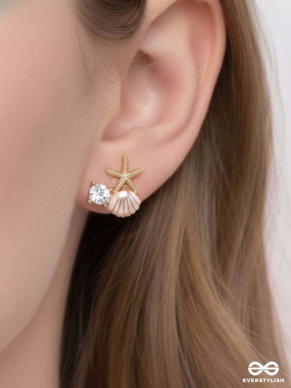 CORAL PINK TIDE – SHELL & STARFISH STUDS