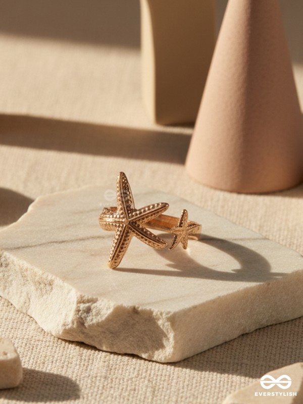 SANDY STAR – BEACHY ROSEGOLD STATEMENT RING