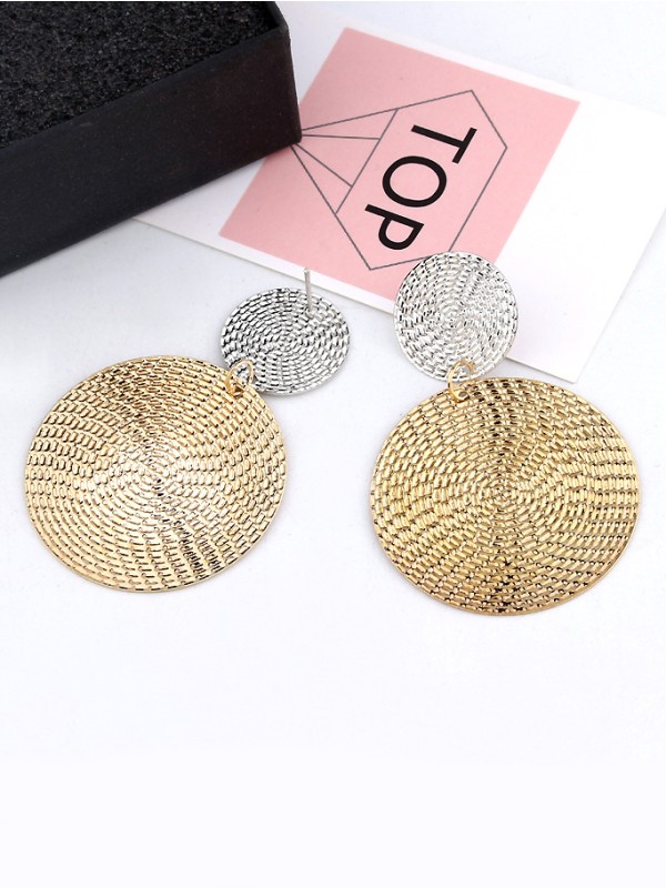 The Earthy Touch Twin Circles Golden And Silver Designer Earrings. 