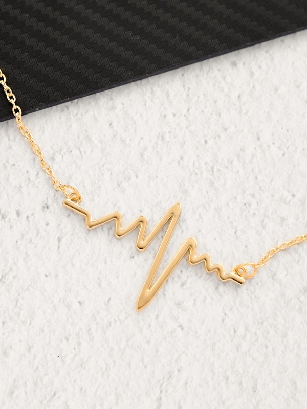 The Elegant Casual Heartbeat Necklace- Golden With Anti-Tarnish Coating 