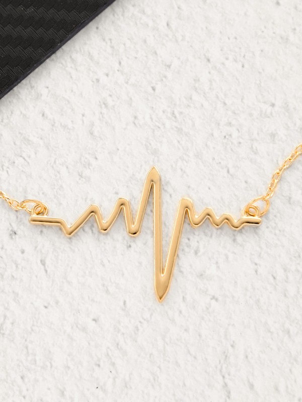 The Elegant Casual Heartbeat Necklace- Golden With Anti-Tarnish Coating 