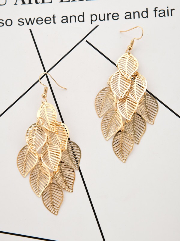 The Leafy Mirage - Golden Metallic Earrings