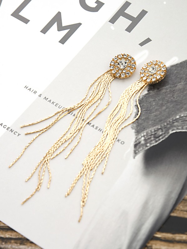 The Charm of a Perfectionist Stone studded danglers- Golden