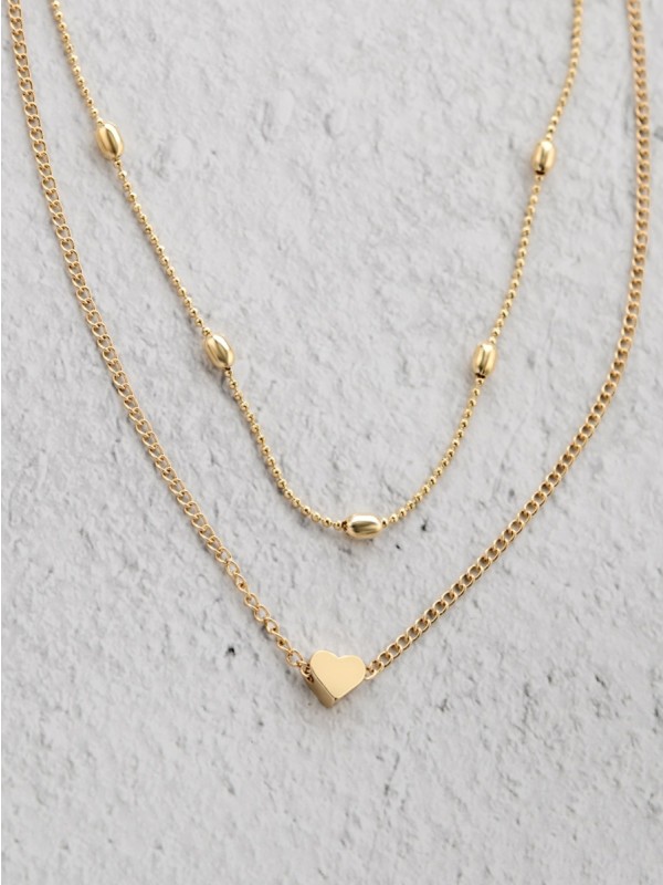 Charming beauty double layered Heart necklace