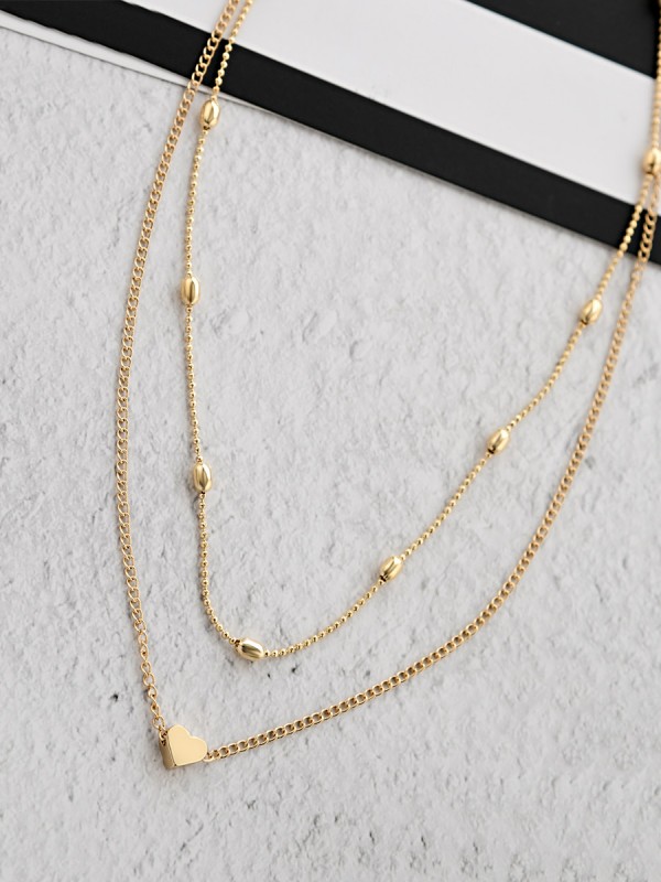 Charming beauty double layered Heart necklace