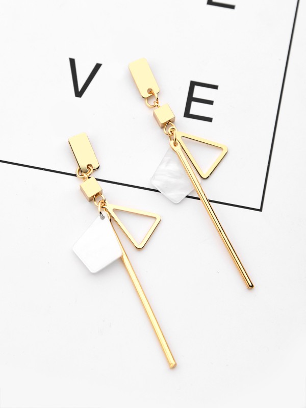 The Playfully Elegant Dangling Earrings - Golden-White