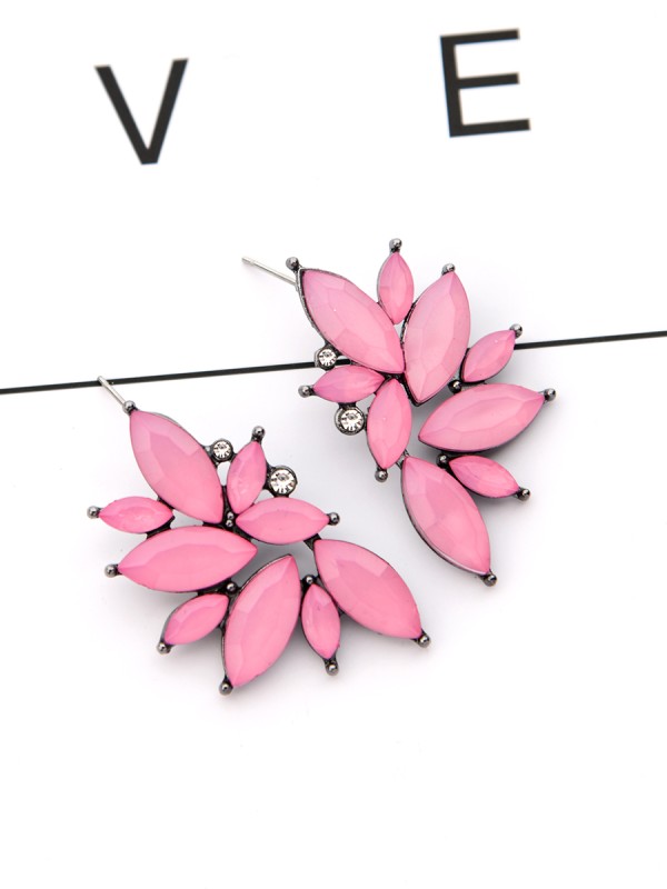 The Embellished Ferns - Statement Stud Earrings - Lilac