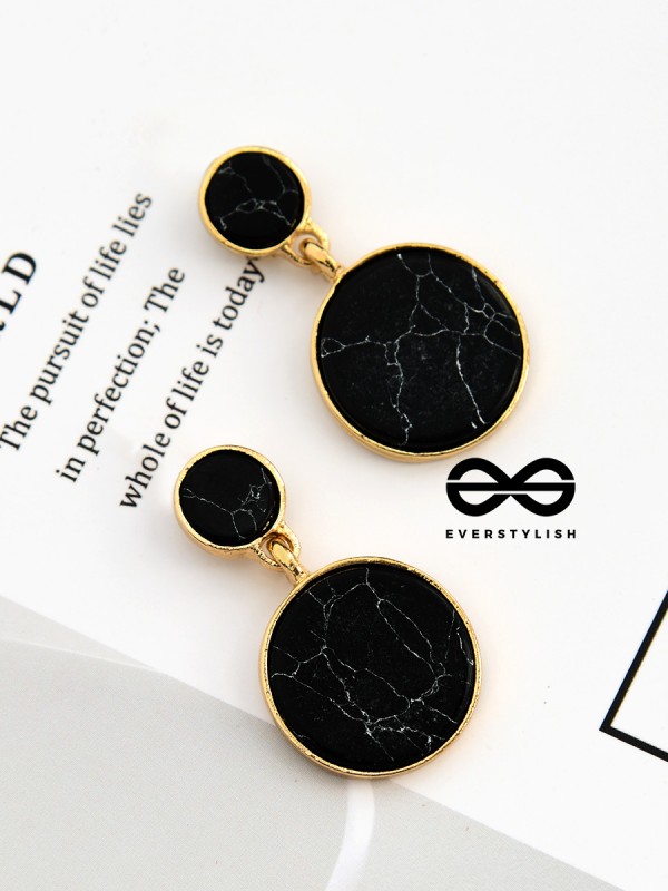 The Marble Marvels- Golden Earrings- Black