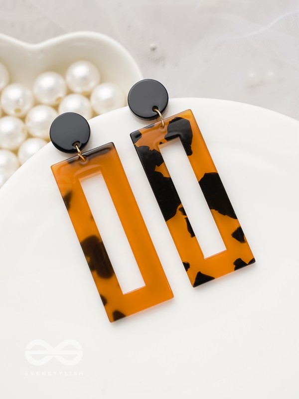 The Leopard Rectangle Danglers - Elegant Acrylic Earrings