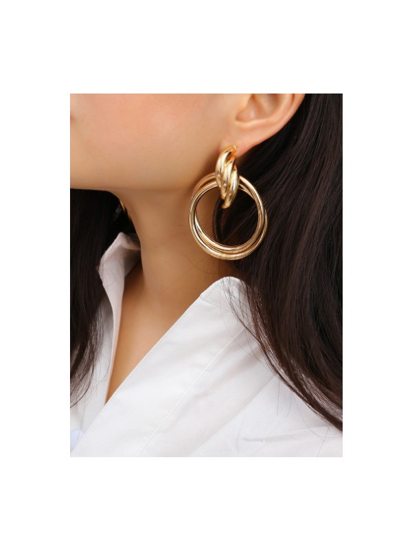 The Glamorous Intertwined Studs - Elegant Golden Stud Earrings