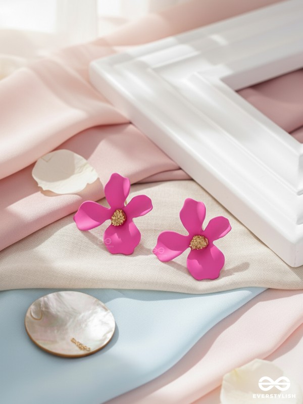 The Floral Finesse - Gorgeous Statement Studs (Cerise Pink)