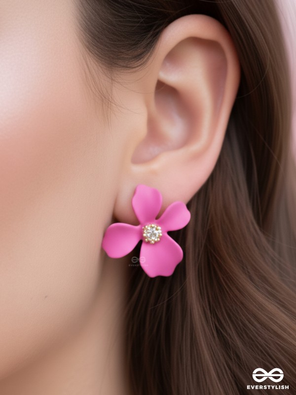 The Floral Finesse - Gorgeous Statement Studs (Cerise Pink)