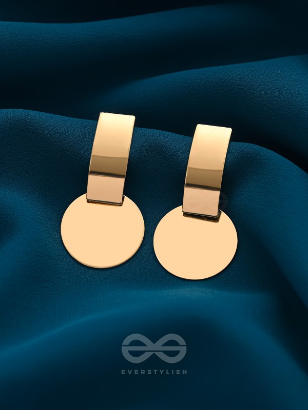 The Chic Geometry (Golden) - Golden Statement Earrings