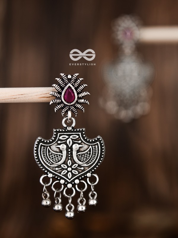 The Peacock Droplet Artwork (Ruby Red) - The Embellished Oxidised Collection