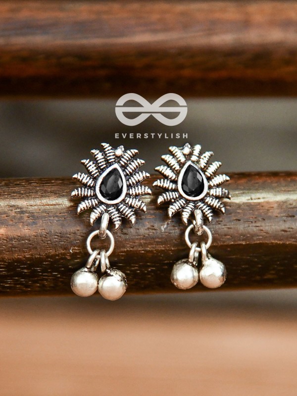 The Flared Droplet Studs (Onyx Black) - The Melodious Ghungroo Collection