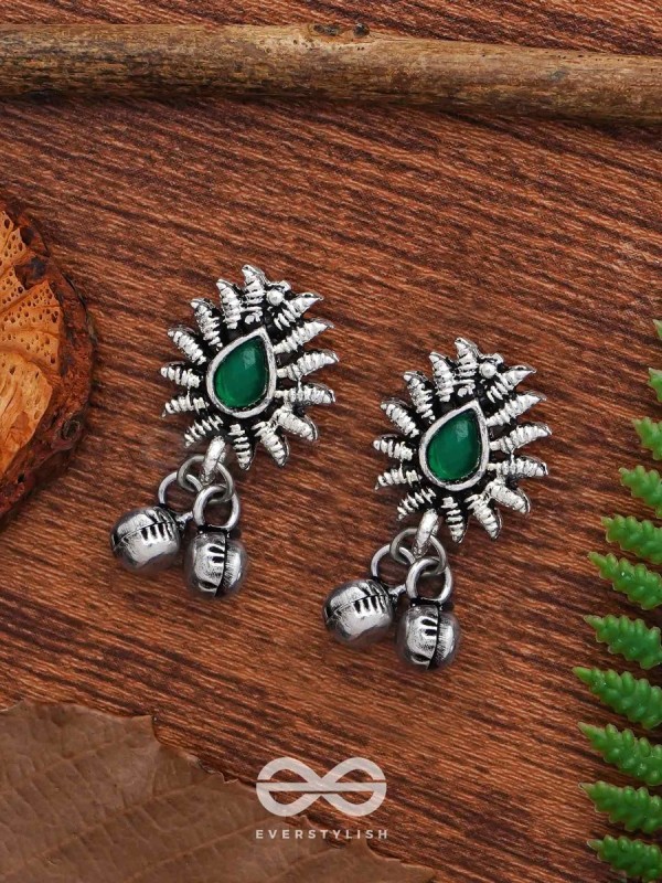 The Flared Droplet Studs (Emerald Green) - The Melodious Ghungroo Collection