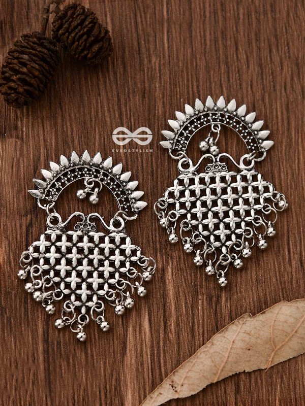 The Criss-Cross Crescent Moon - Oxidised Boho Earrings