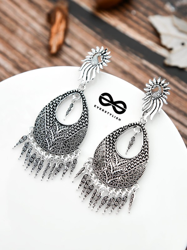 The Intricate Artwork Danglers - The Oxidised Boho Collection