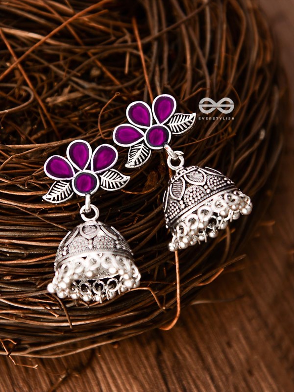 The Floral Delight Meenakari Arwork Jhumkis (Pink)